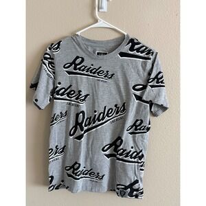 NFL Team Apparel Las Vegas Raiders Boys XL 18-20 Gray All Over Print T-Shirt